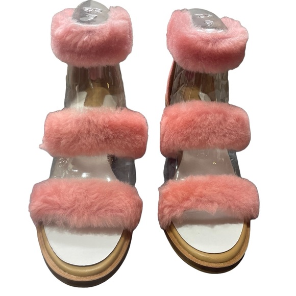 NWT UGG Del Rey Fluff Heel light pink chunky heeled sandals w/fur accent / 6 - Picture 6 of 15